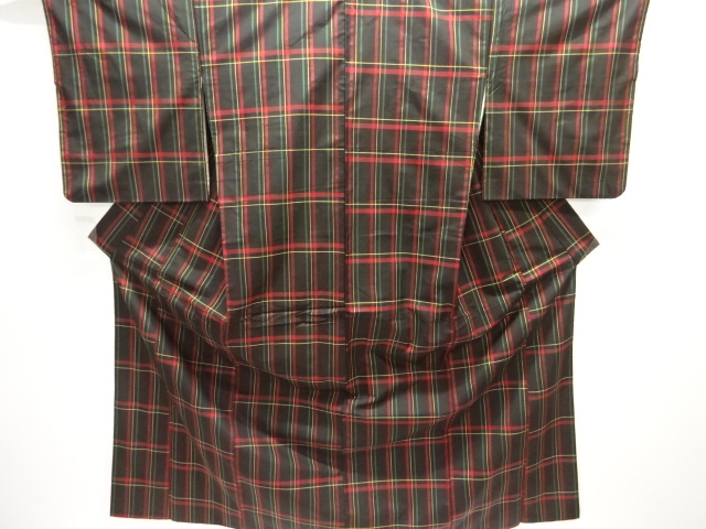 JAPANESE KIMONO / ENSEMBLE KIMONO / SILK / YONEZAWA TSUMUGI / WOVEN GRID